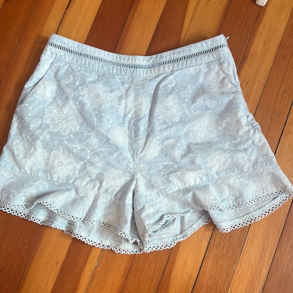 Light blue and white patterned shorts